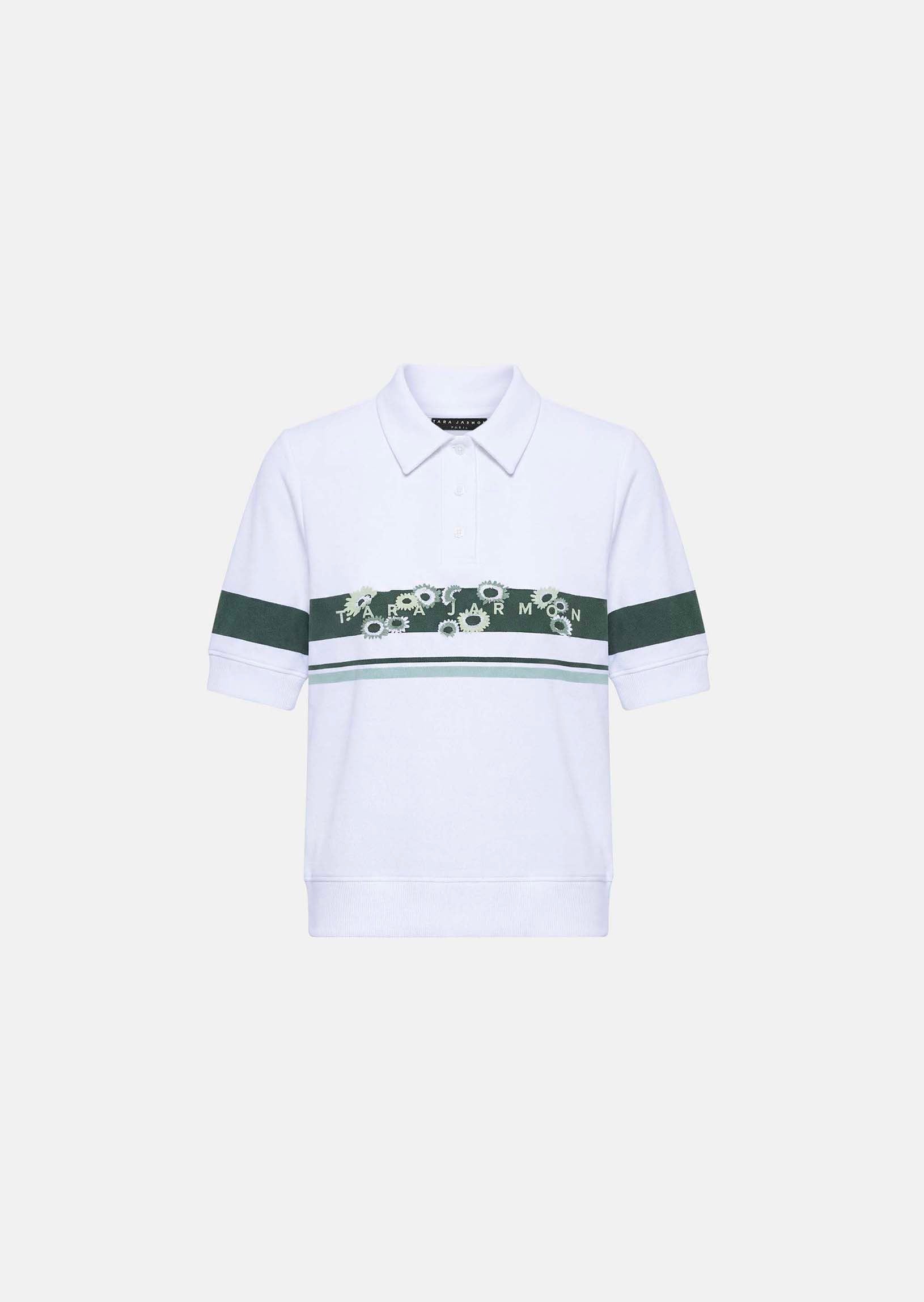 polo in white printed cotton