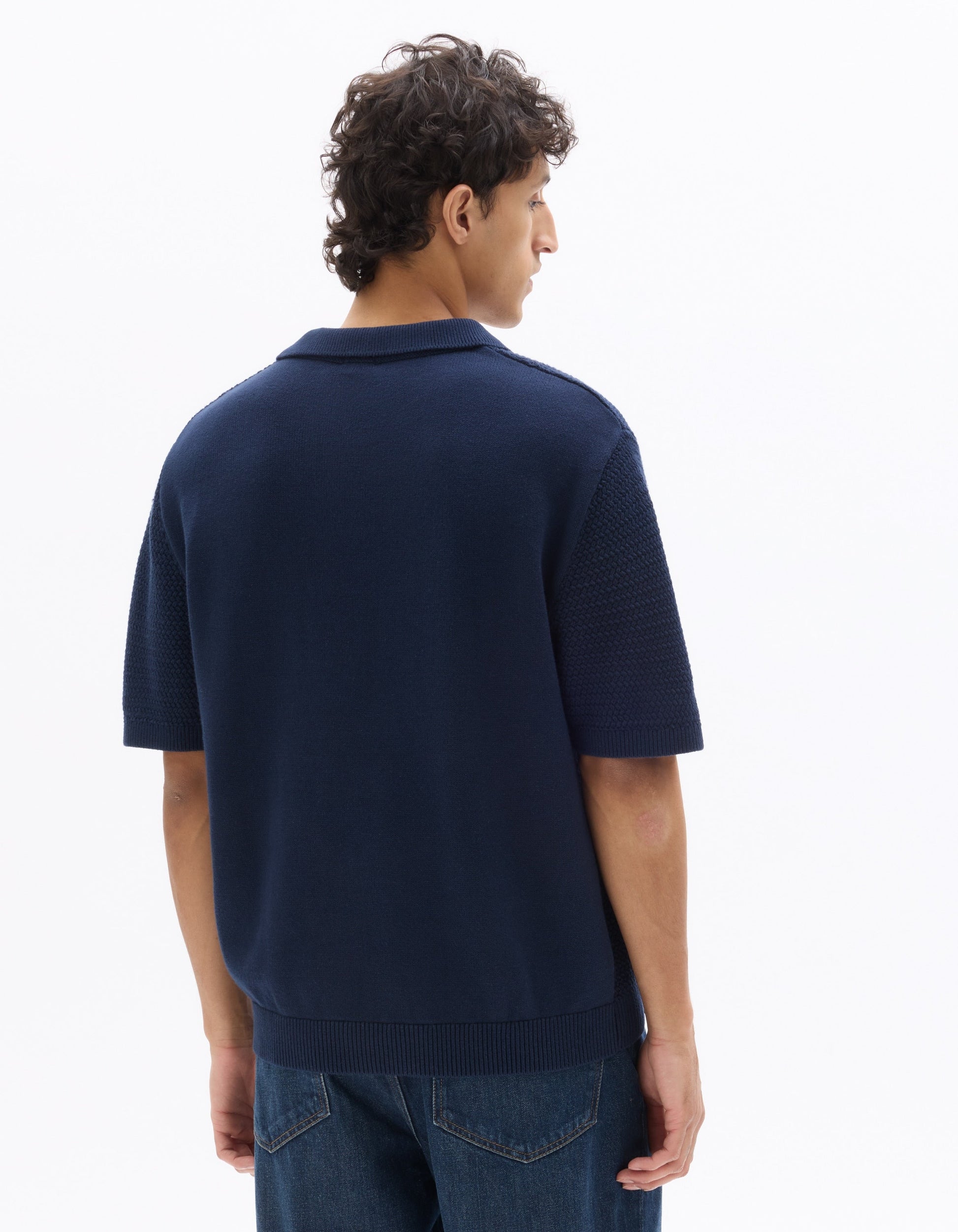 Regular Fit 100% Cotton Waffle Knit Polo Celio