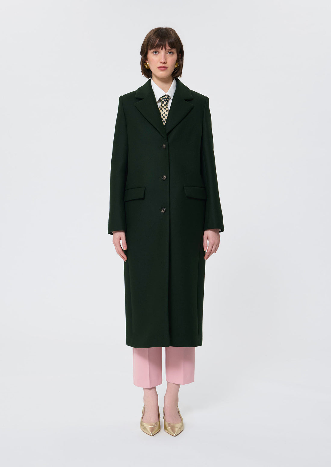 Matthew  English green woollen cloth coat for women