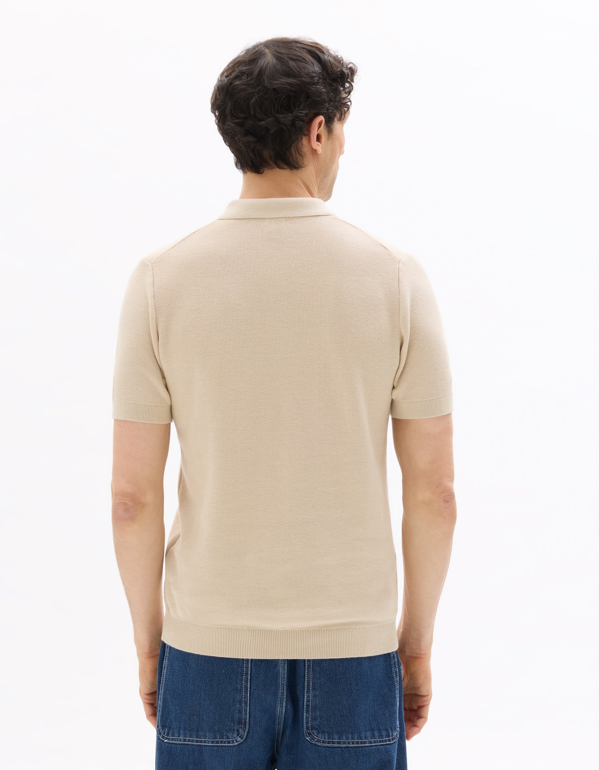 Beige Short Sleeves Polo for Men