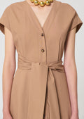 dress in beige poplin