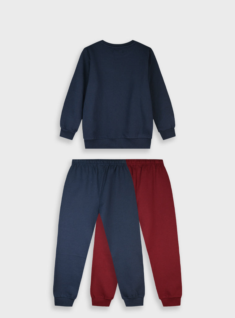 Cotton Blend Boy Tracksuit - Navy