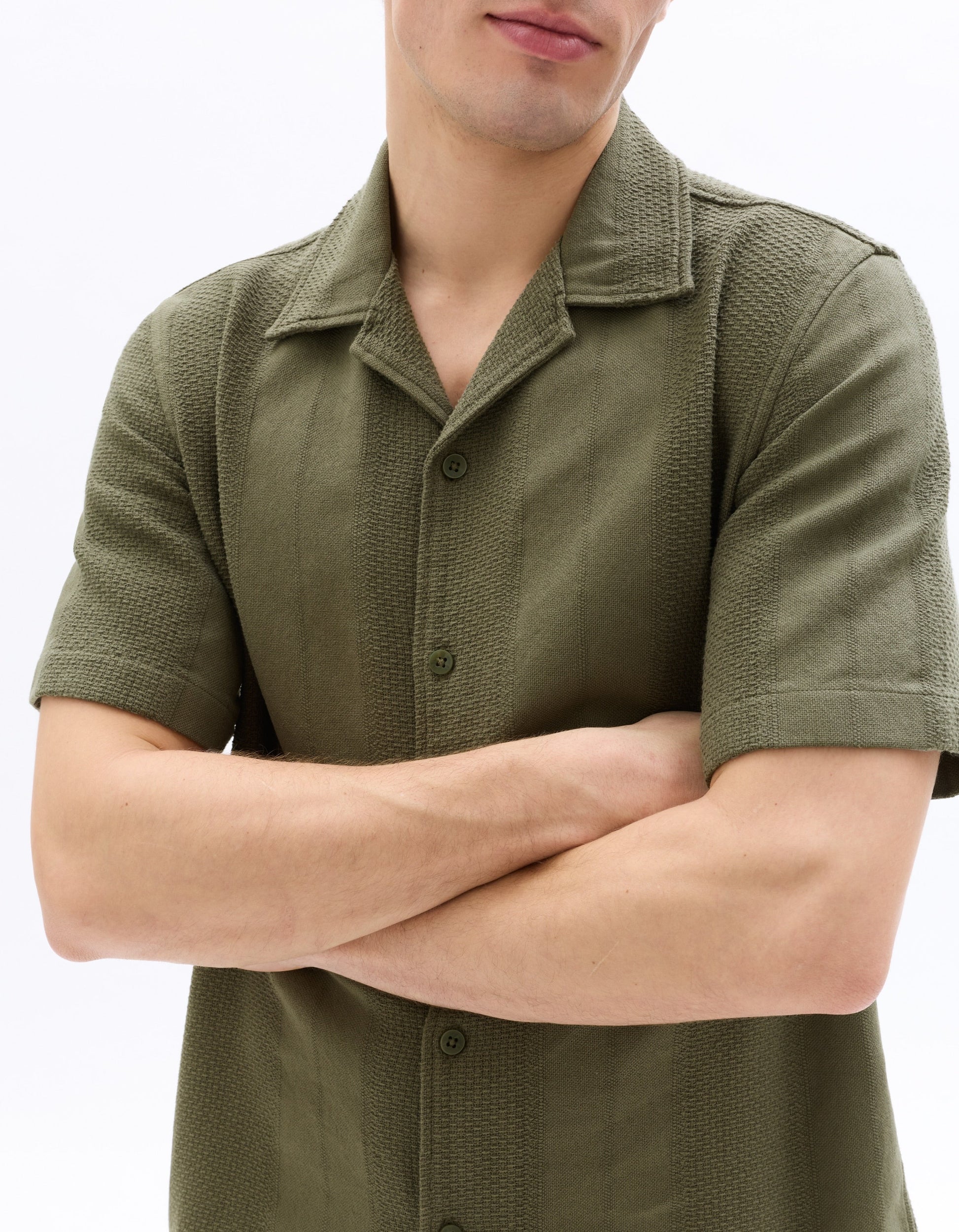Regular Fit 100% Cotton Jacquard Short-Sleeve Shirt Celio