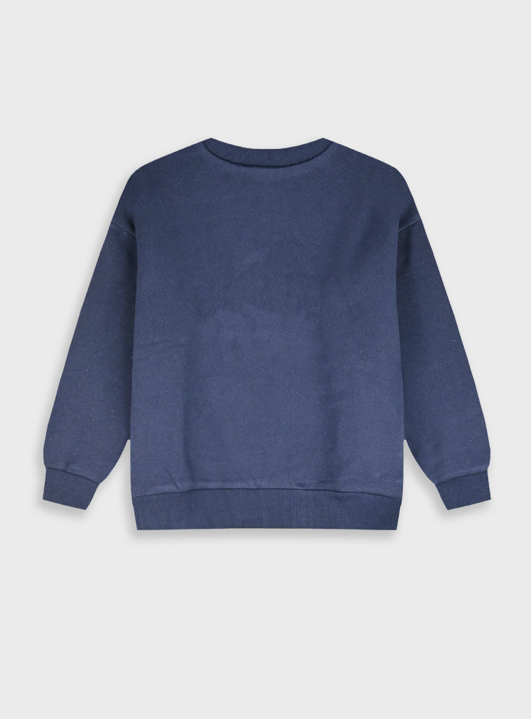 Cotton Blend Girl Blouse - Navy