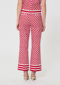 trousers in yellow checkered pattern linen