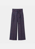 trousers in midnight blue with mini clover print