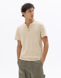 Celio Regular Fit Henley Cotton Blend T-shirt - Beige