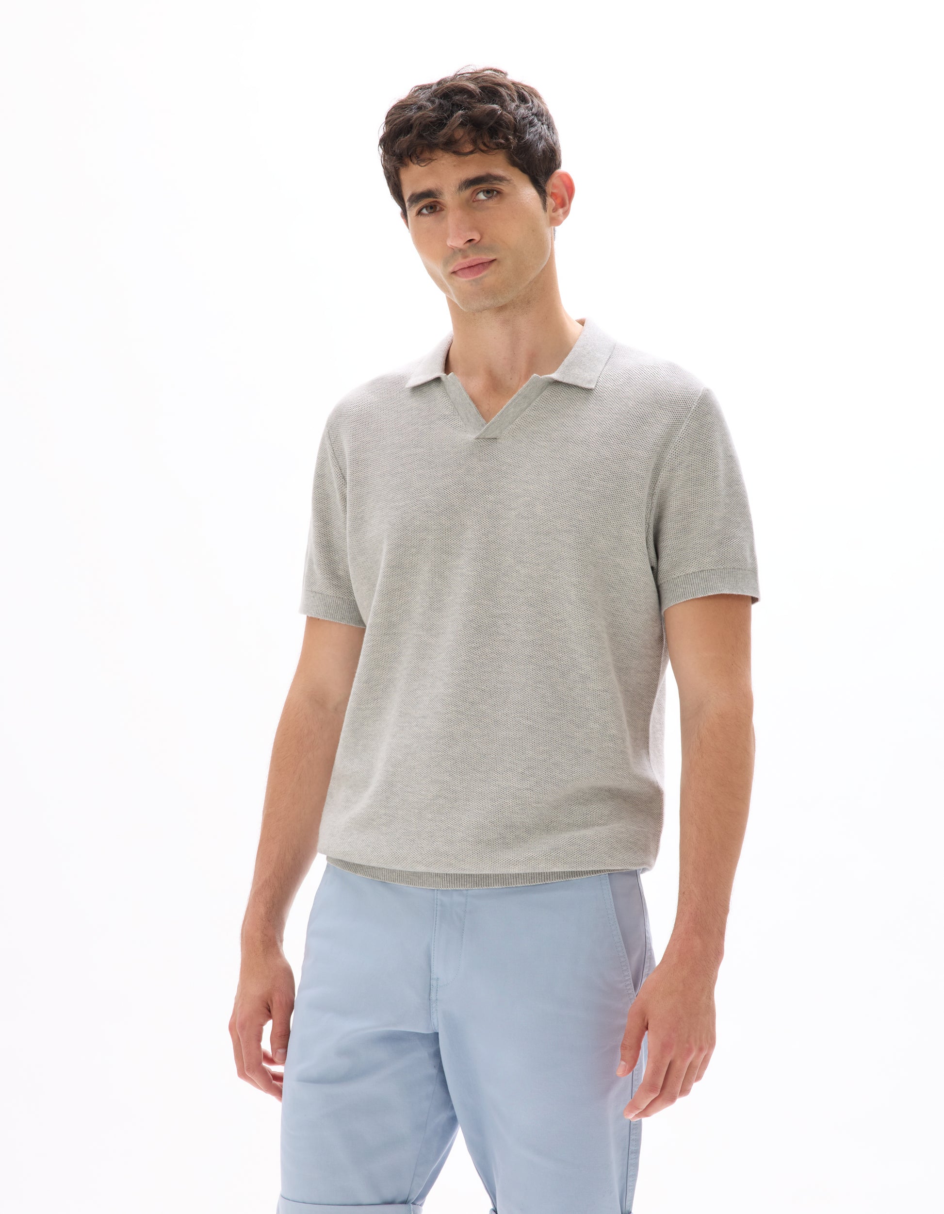 Grey Mel Short Sleeves Polo - Celio Lebanon