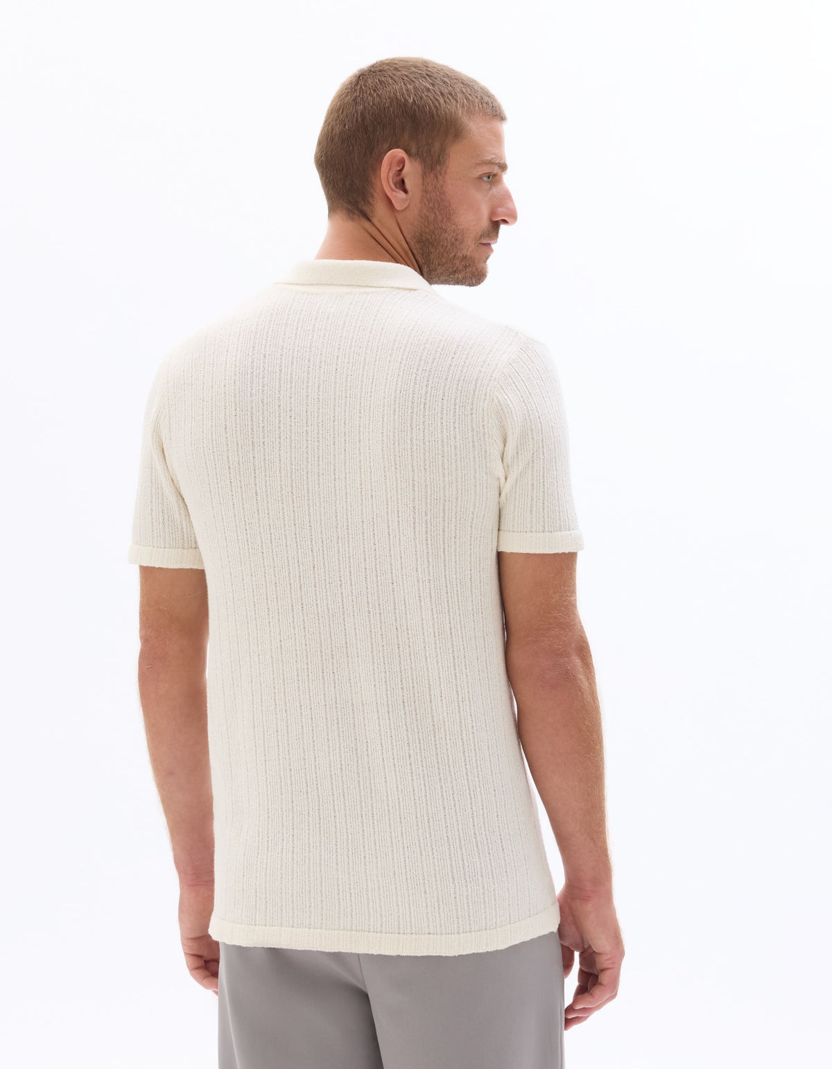 Celio Cotton Blend Short-Sleeved Polo - White