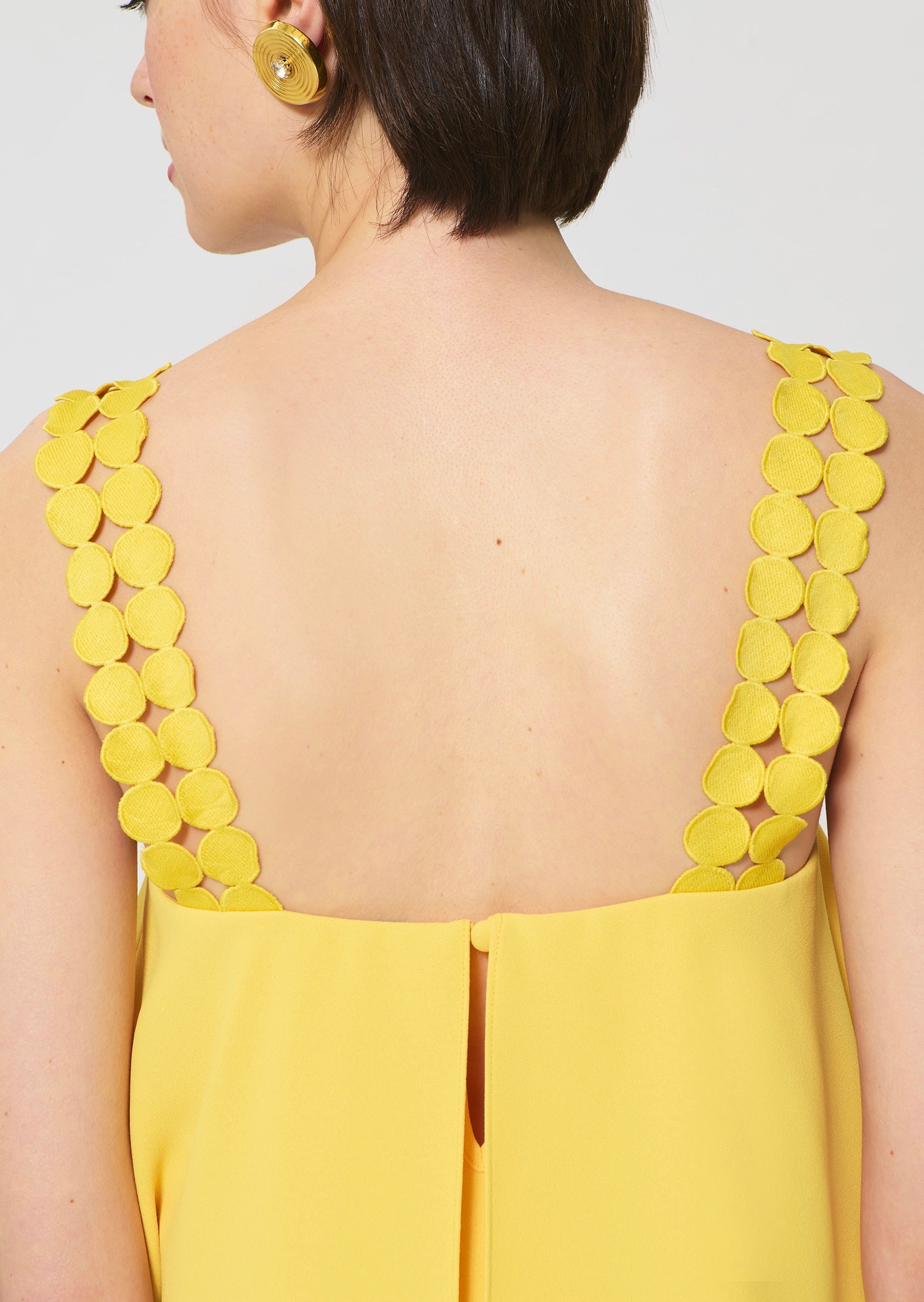 top in yellow fluid crepe