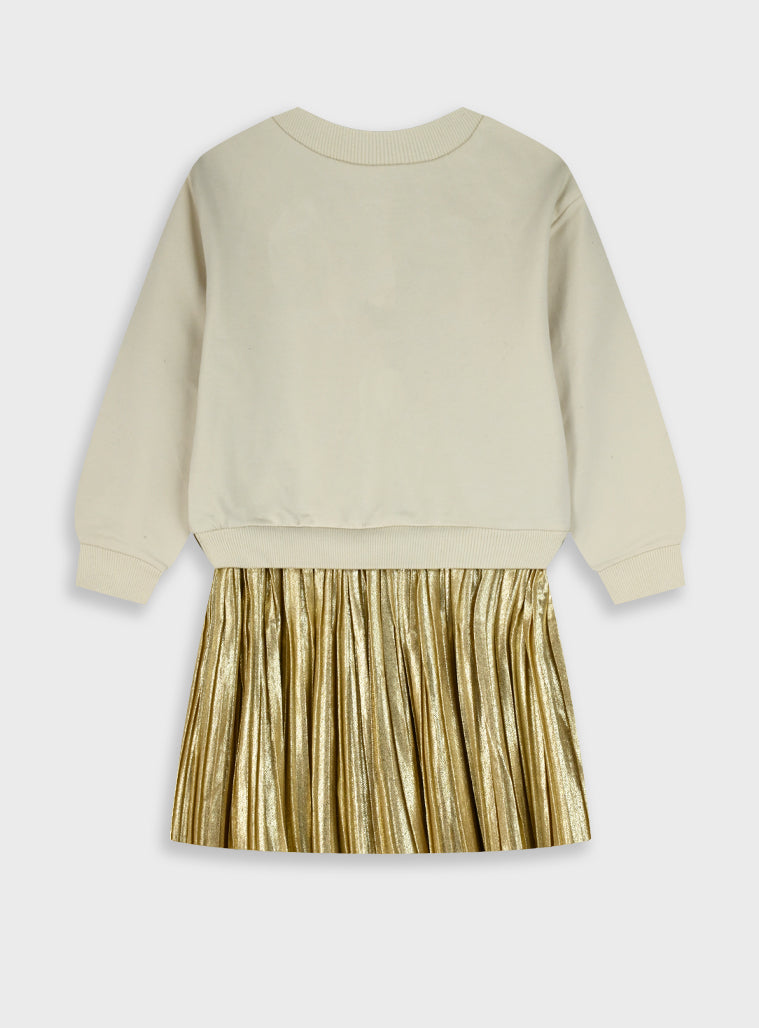 Cotton Girl Dress - Gold