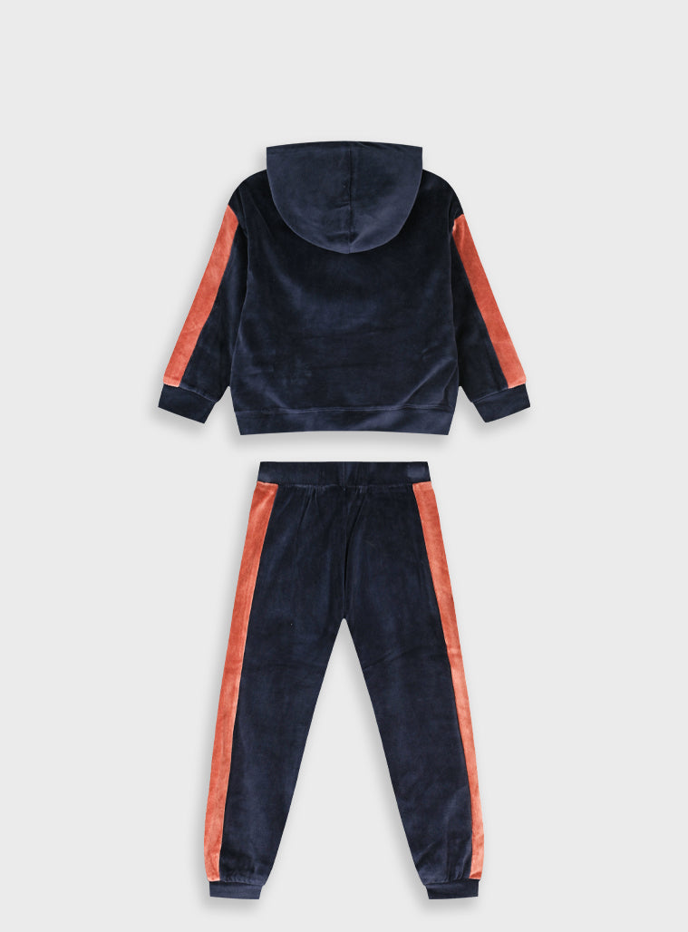 Cotton Blend Girl Set - Navy