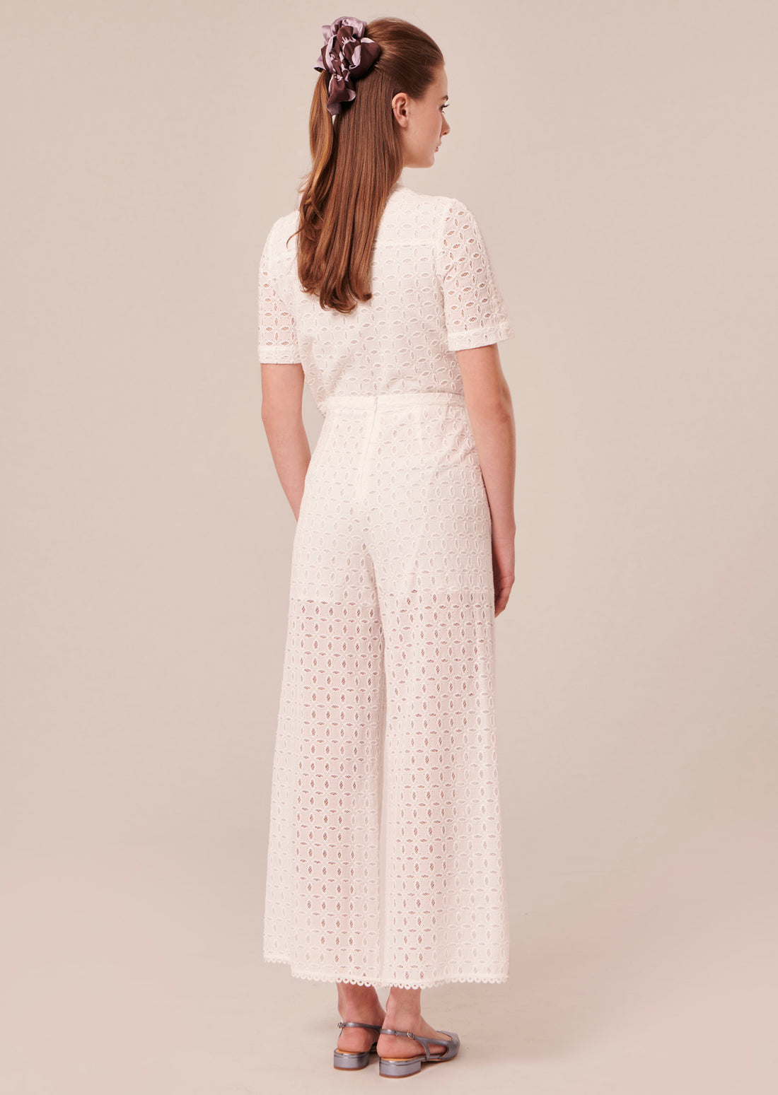 Paquita white embroidered pants by Tara Jarmon Lebanon