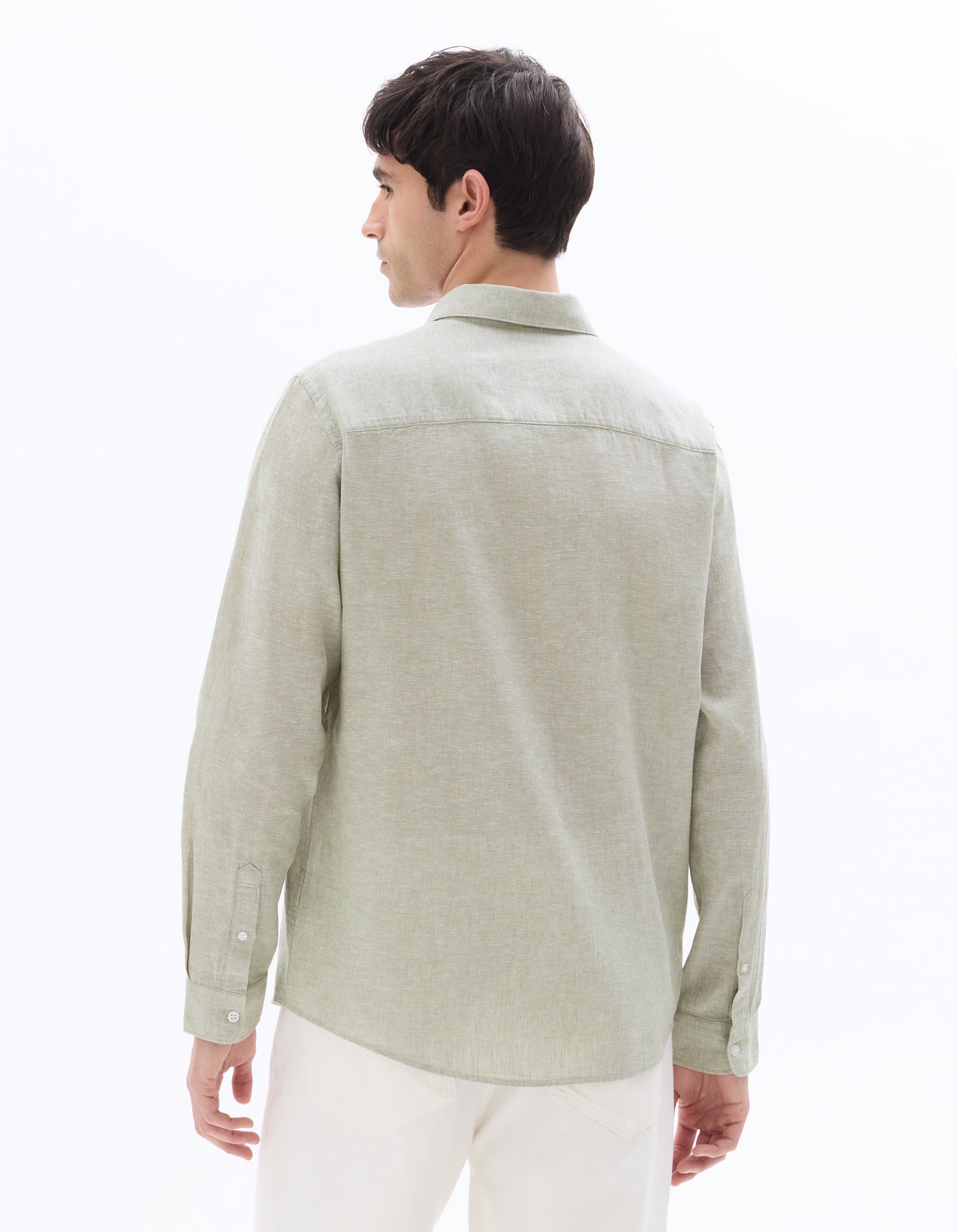 Celio Regular Fit French Collar Linen and Cotton Shirt - Green