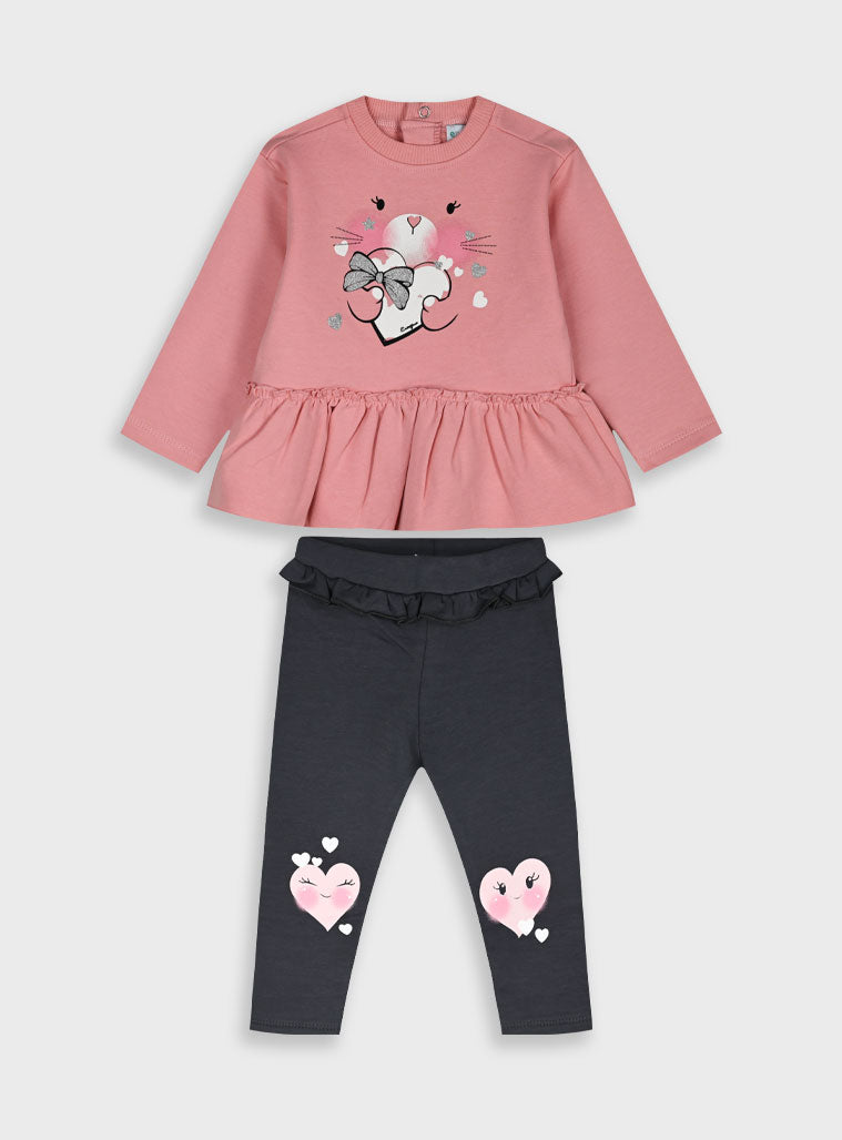  Anthracite Infant'S Set(Blouse,Leggings) For Girl