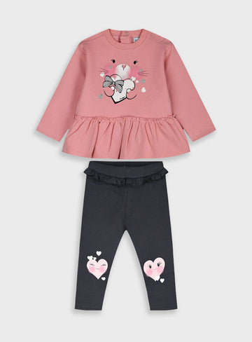  Anthracite Infant'S Set(Blouse,Leggings) For Girl