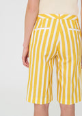 shorts in yellow striped linen and cotton