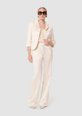 Pitt ecru satin-finish linen pants by Tara Jarmon Lebanon