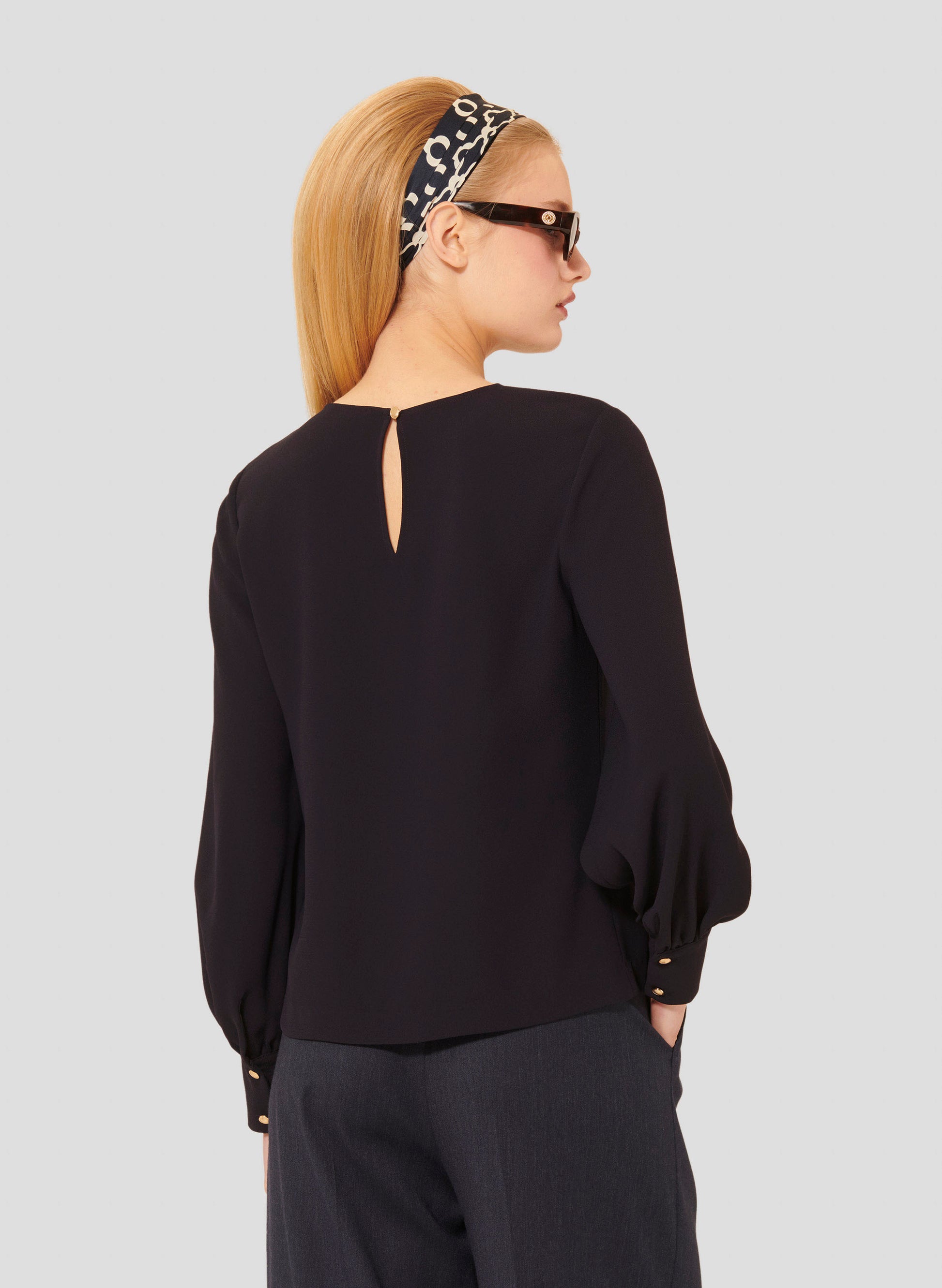 Tacci midnight blue crepe top by Tara Jarmon Lebanon
