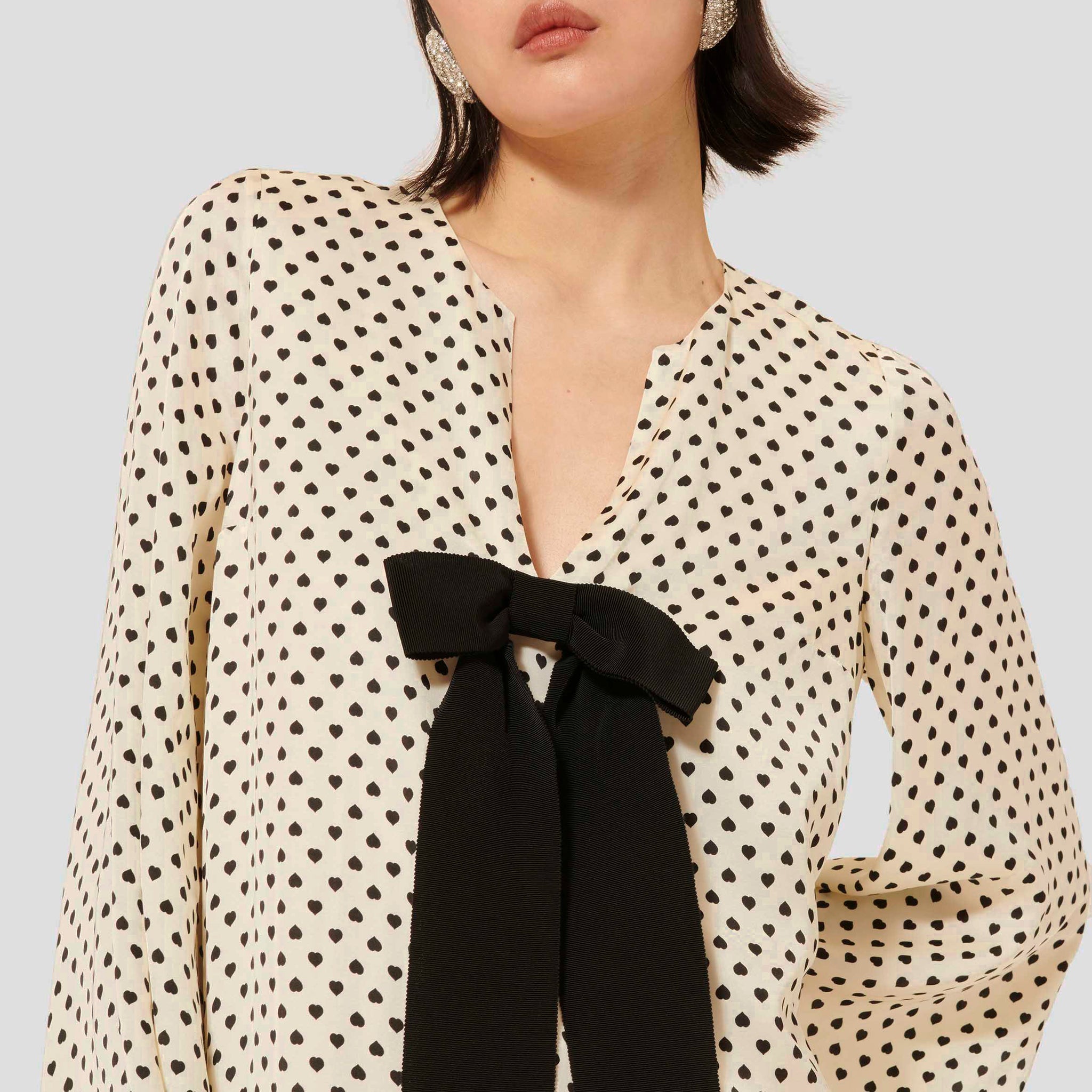 Roann ecru with black hearts print dress by Tara Jarmon Lebanon