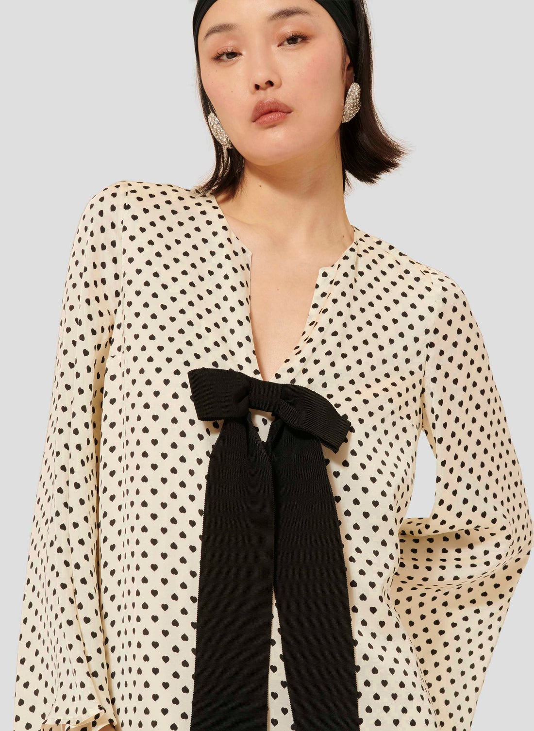 Roann ecru with black hearts print dress by Tara Jarmon Lebanon