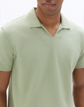Celio Regular Fit Cuban Collar Cotton Blend Polo - Green