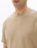 Celio Boxy Crew Neck Textured 100% Cotton T-Shirt - Beige