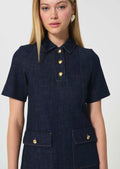 dress in raw denim