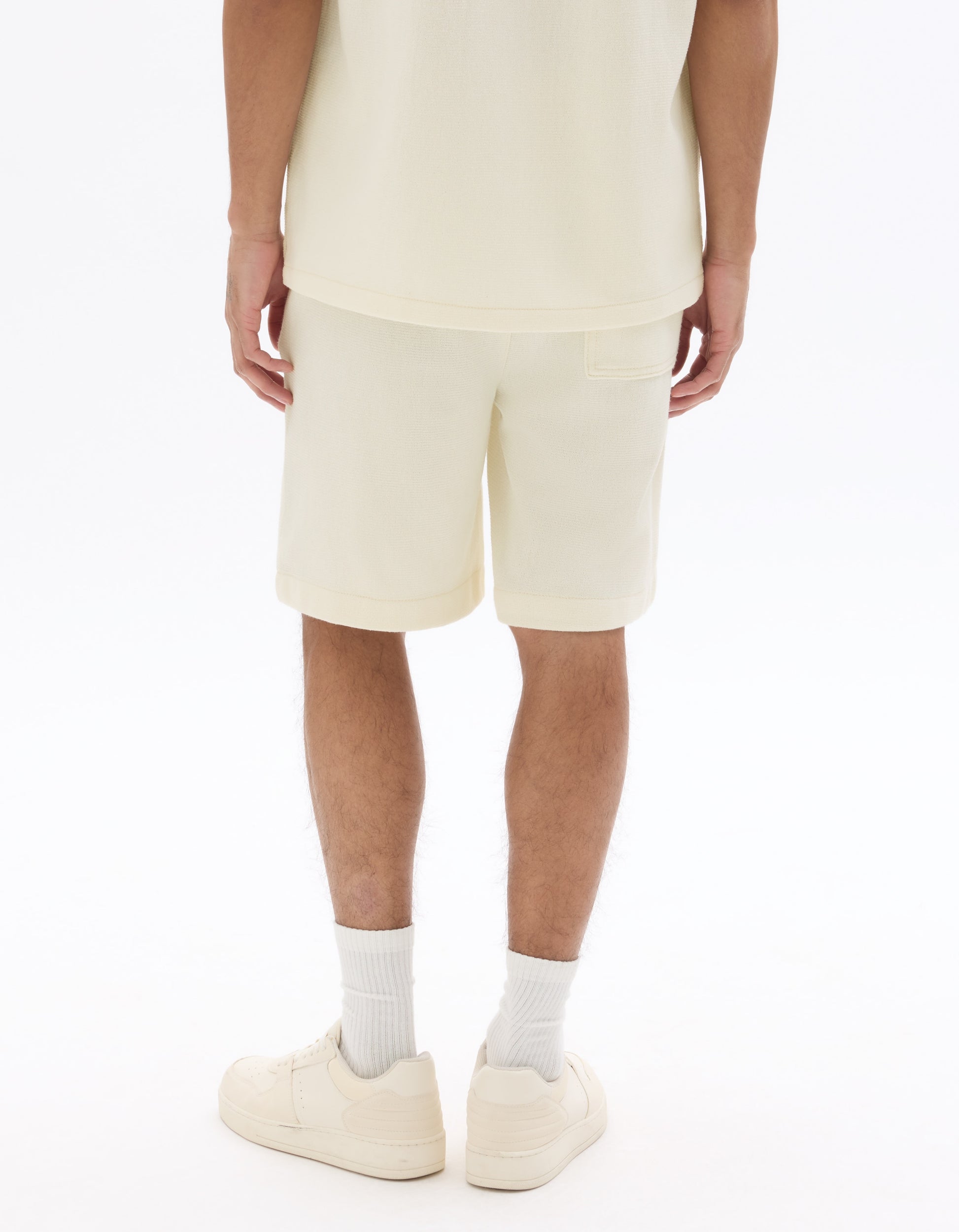 Celio Textured Knit Bermuda Shorts - Beige