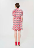 dress in pale pink retro print