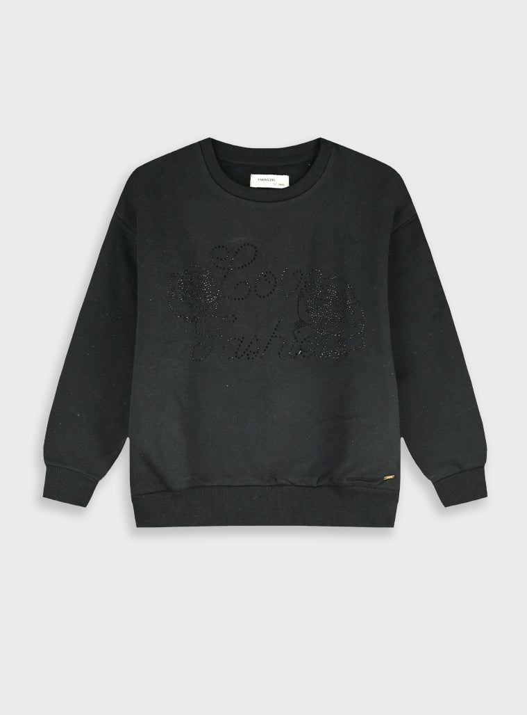 Cotton Blend Girl Blouse - Black