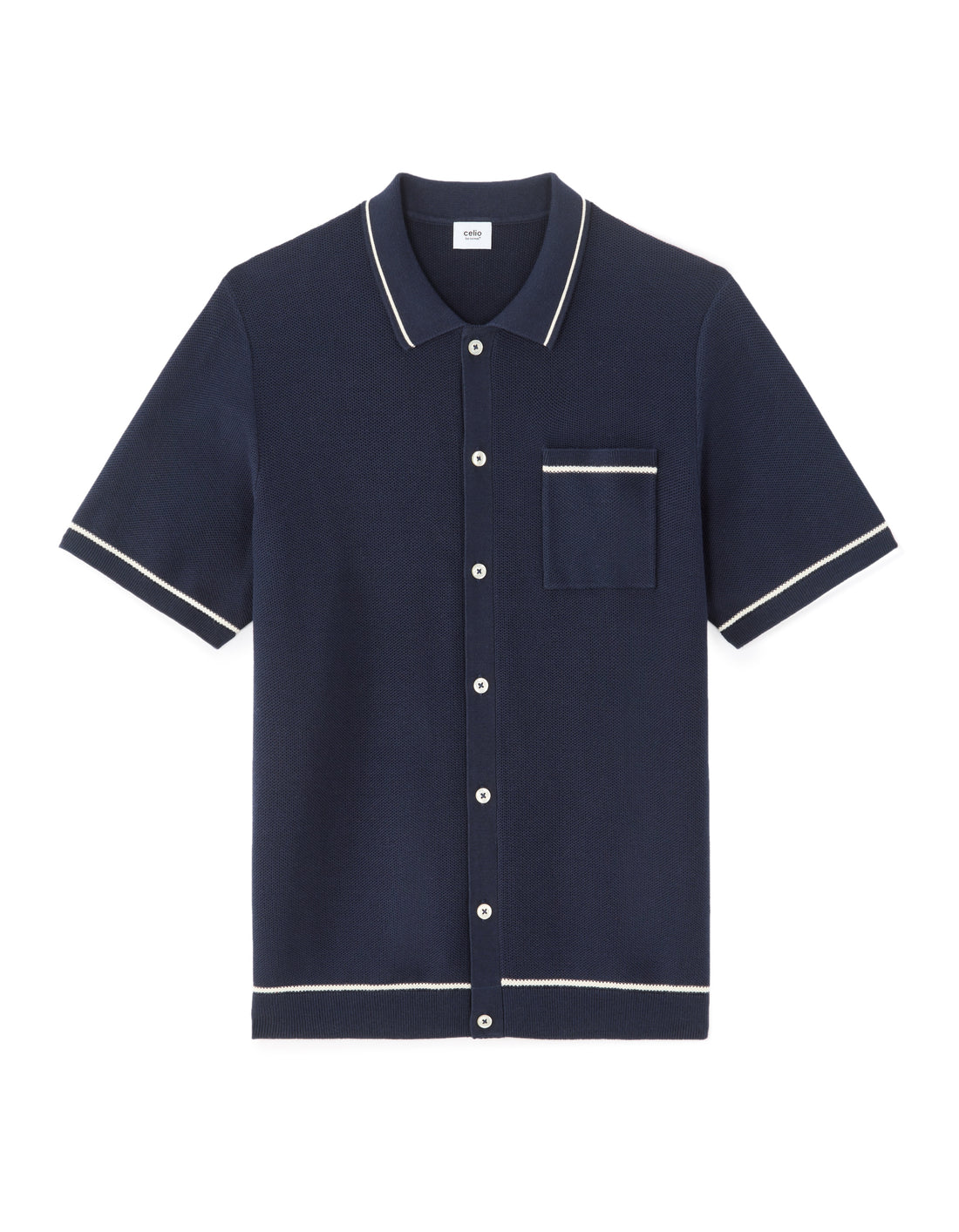 Celio Cotton Short-Sleeved Polo - Navy