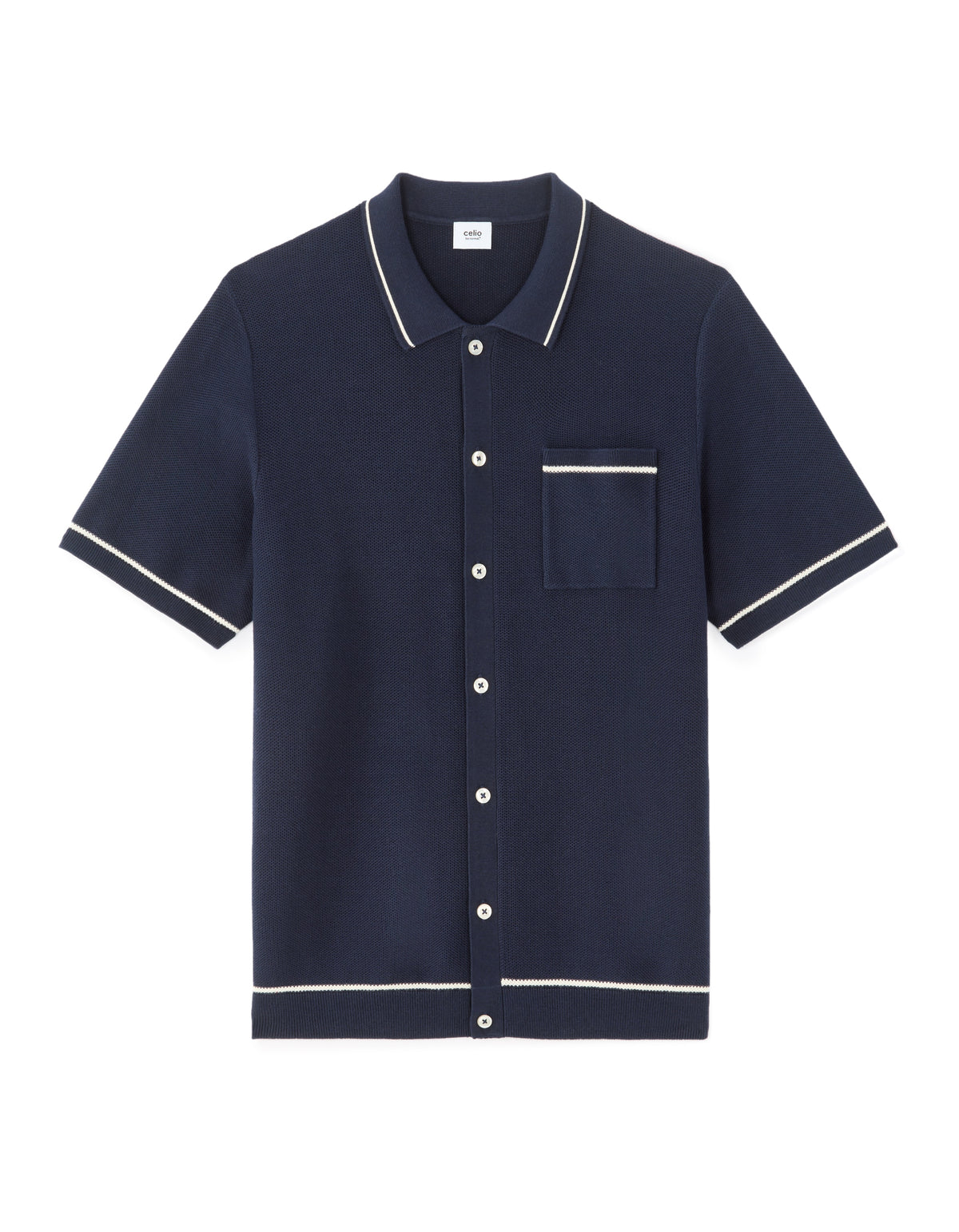 Celio Cotton Short-Sleeved Polo - Navy