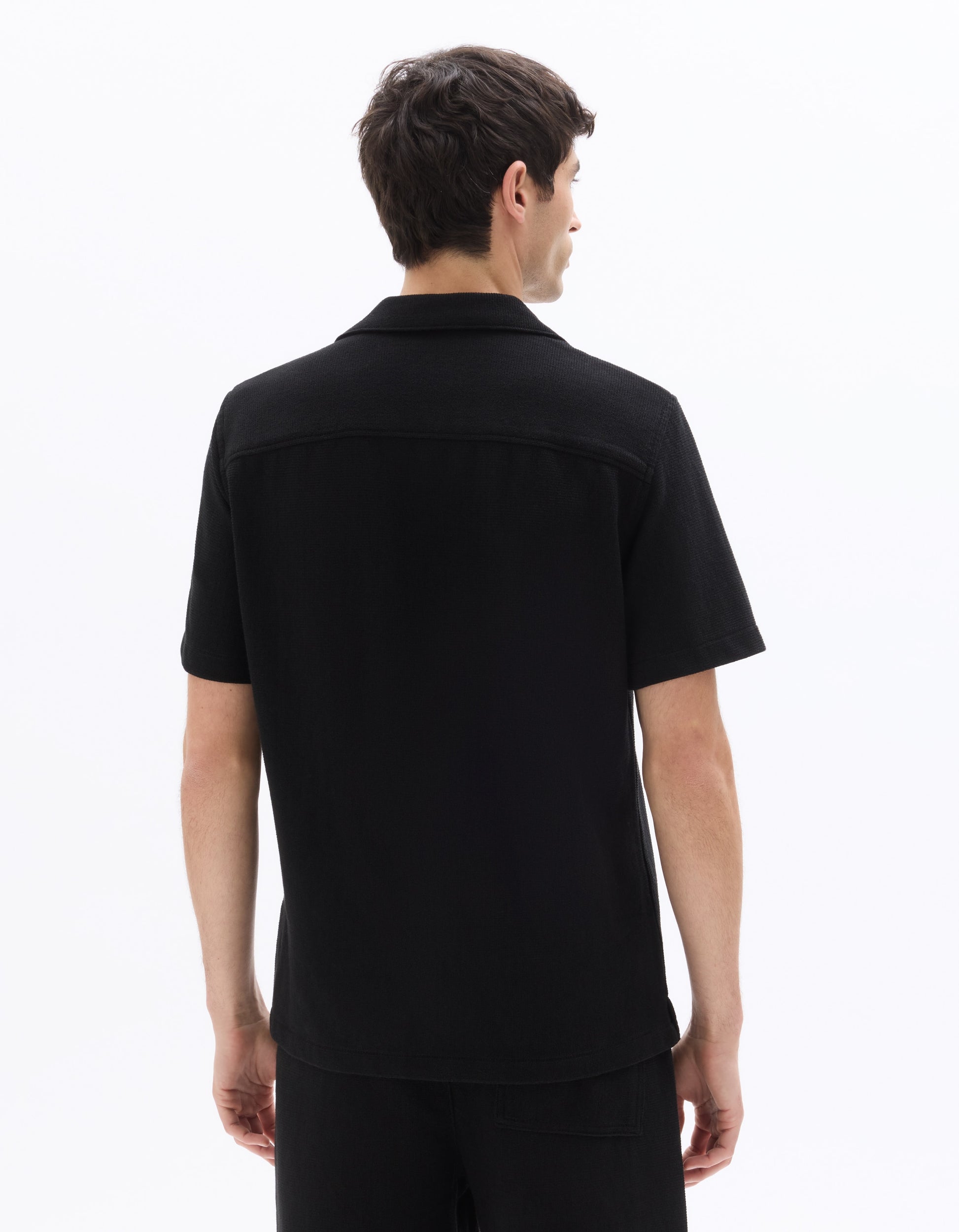 Celio Textured Regular Fit Short-Sleeved Shirt - Black