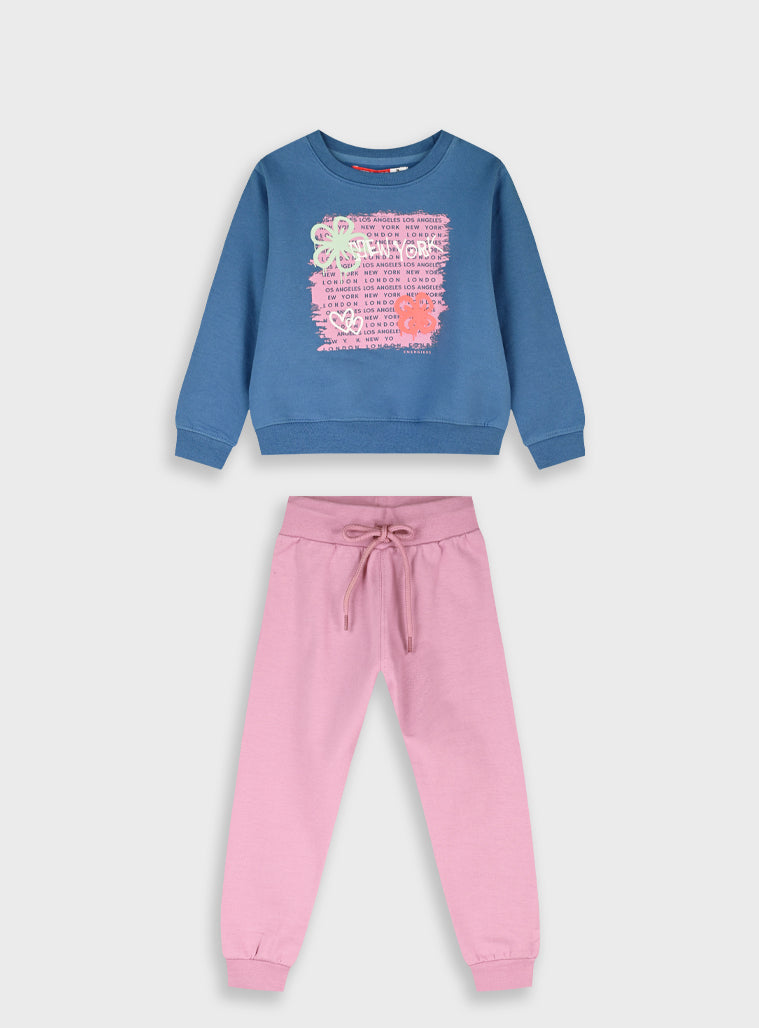 Cotton Girl Tracksuit - Rose Petal