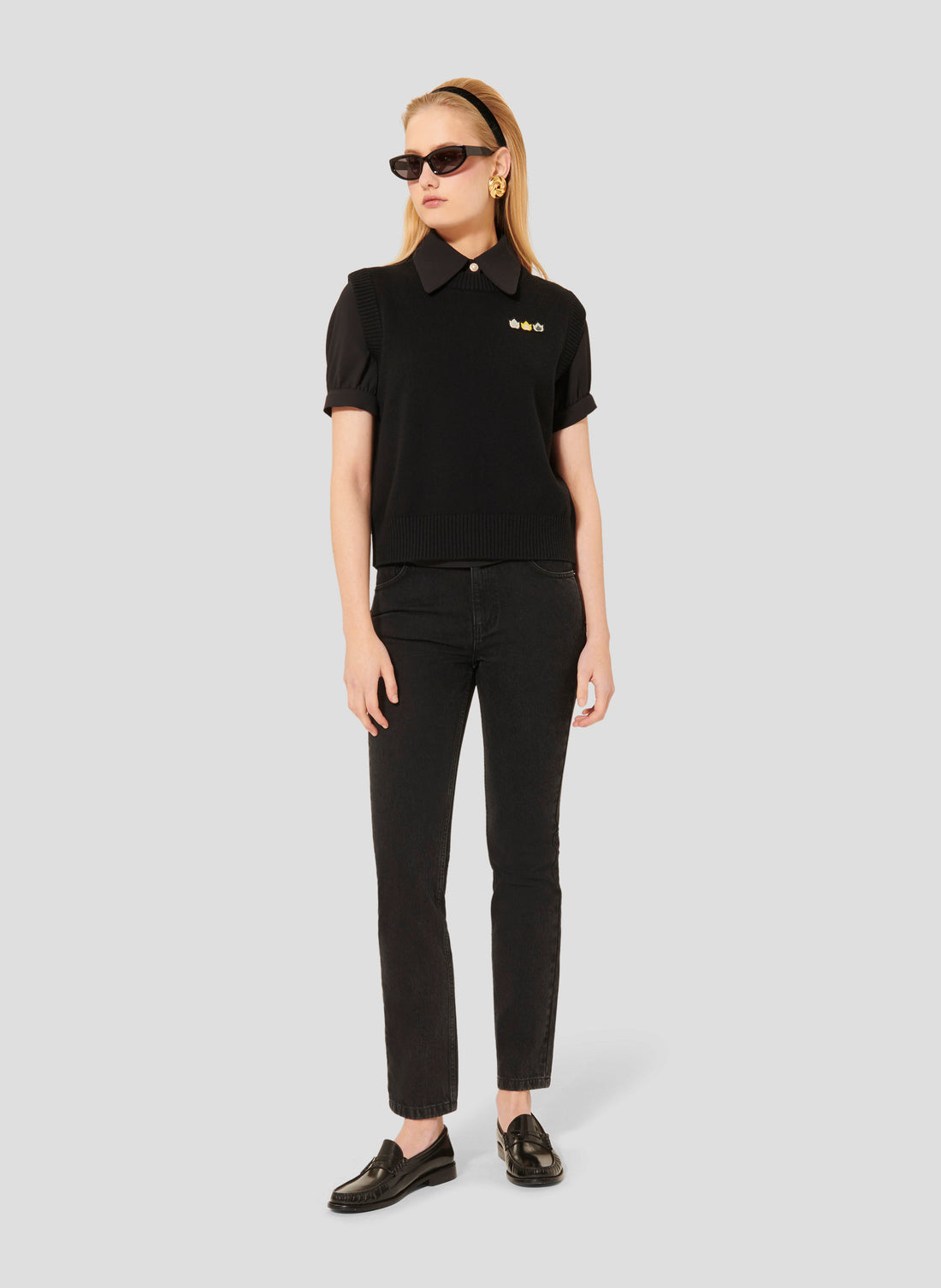 Pimprenelle black sweater in wool and cotton by Tara Jarmon Lebanon