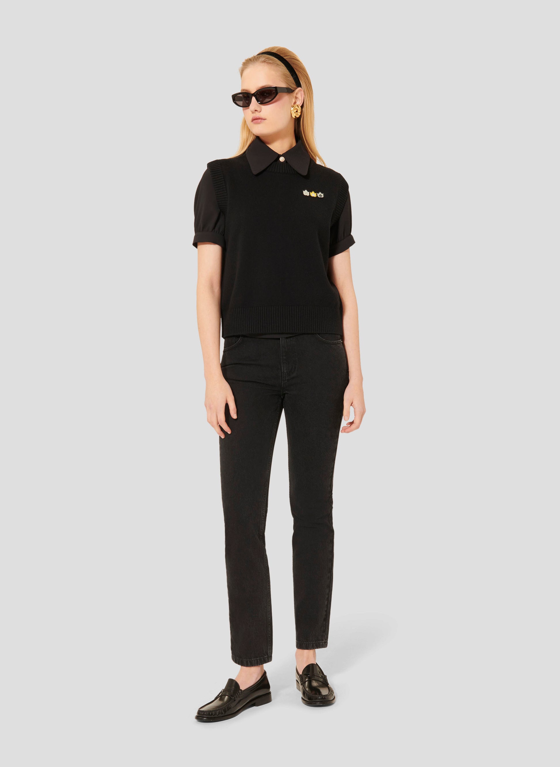 Pimprenelle black sweater in wool and cotton by Tara Jarmon Lebanon