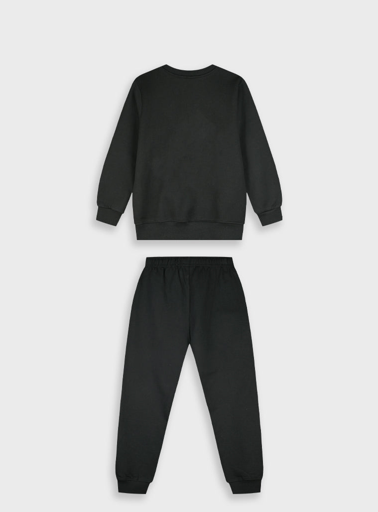 Cotton Blend Boy Tracksuit - Black