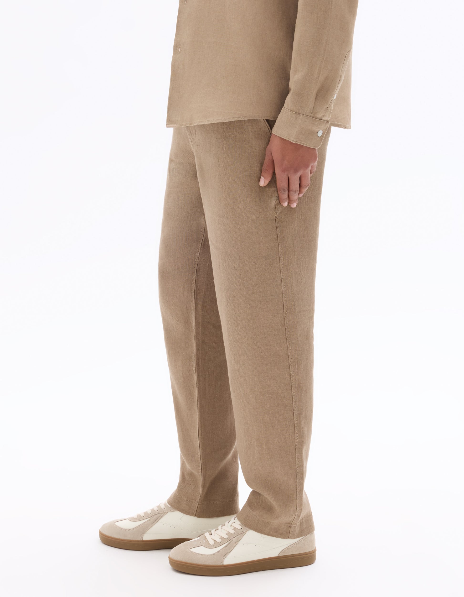 Celio 100% Linen Straight Pants - Brown