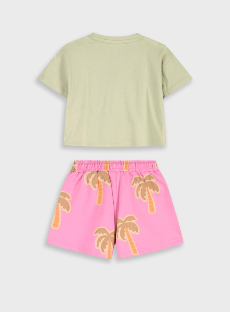 Pink Set(Blouse,Shorts) for Girls