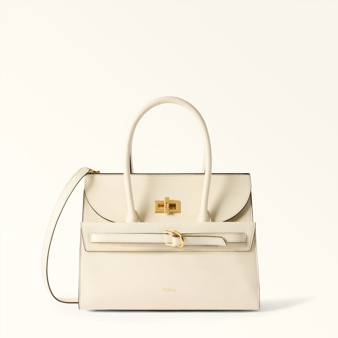 Furla Greta M Top Handle in White - Bags 