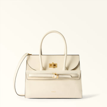 Furla Greta M Top Handle in White - Bags 