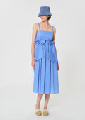 dress in sky blue cotton veil