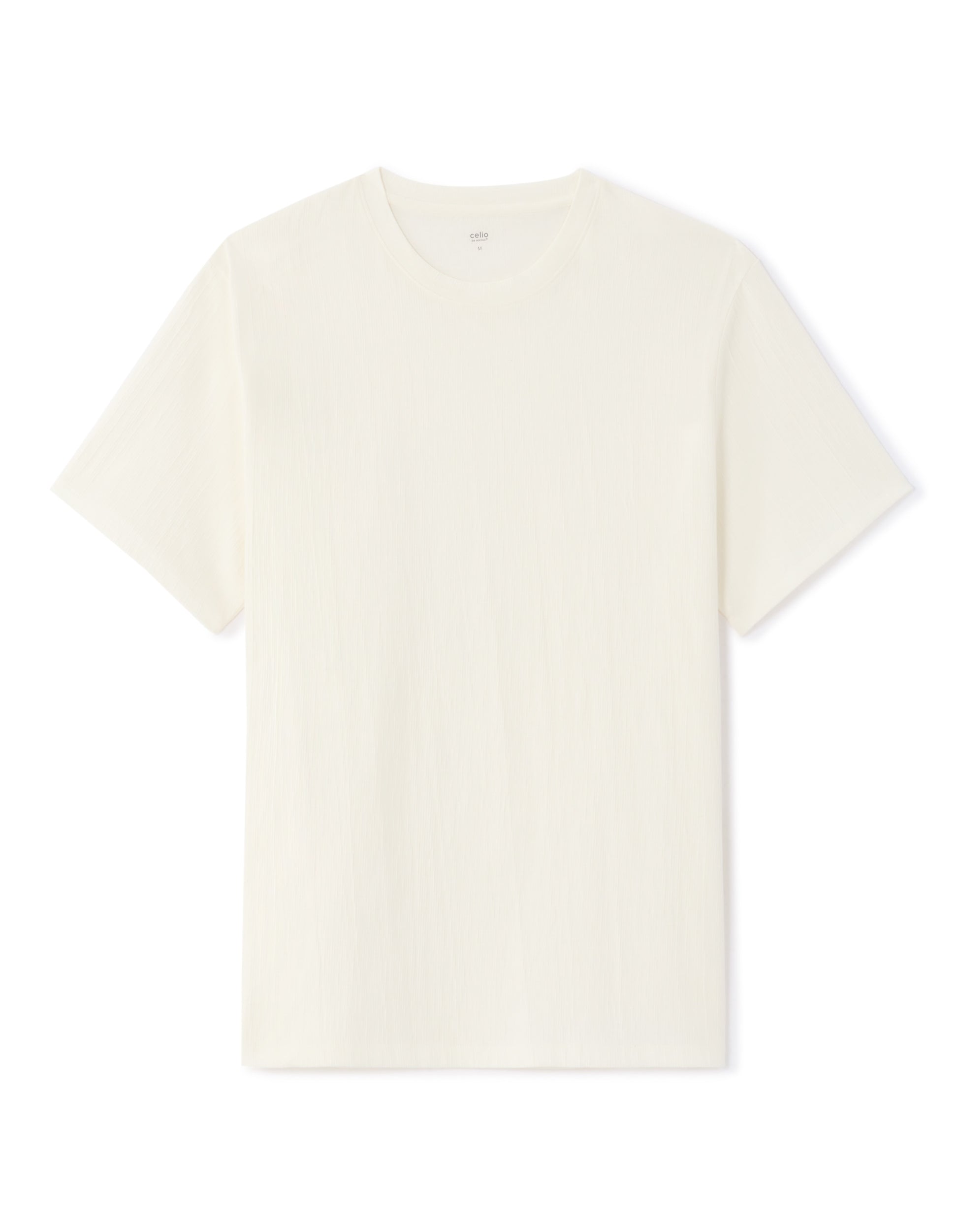 Celio Textured Boxy Crew Neck T-shirt - White
