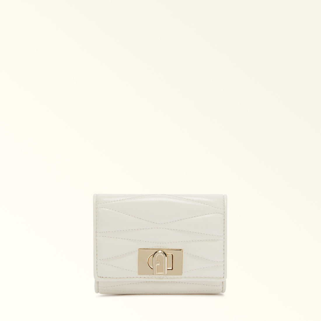 Furla 1927 Compact Wallet in Panna Nappa Leather