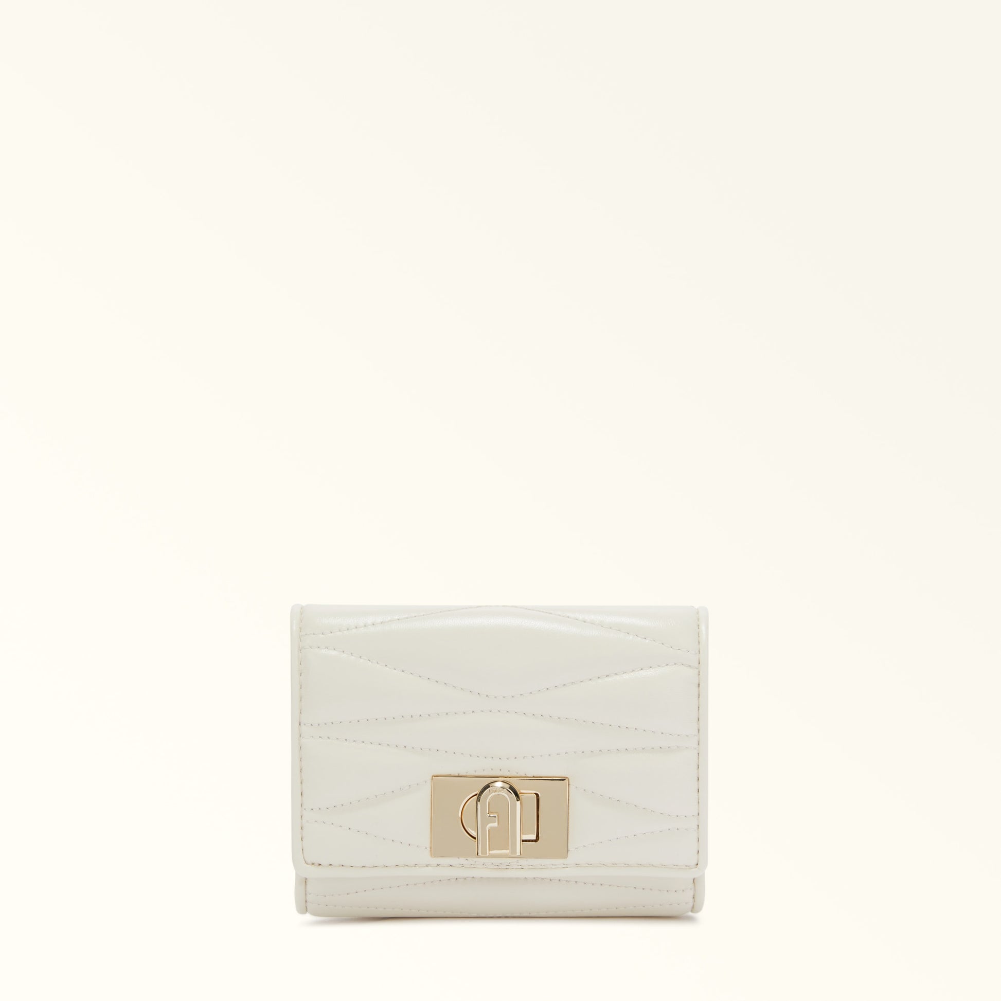 Furla 1927 Compact Wallet in Panna Nappa Leather