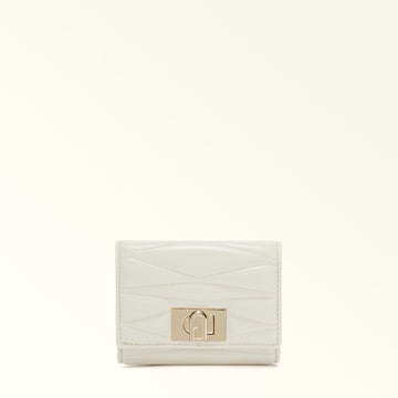 Furla 1927 Compact Wallet in Panna Nappa Leather