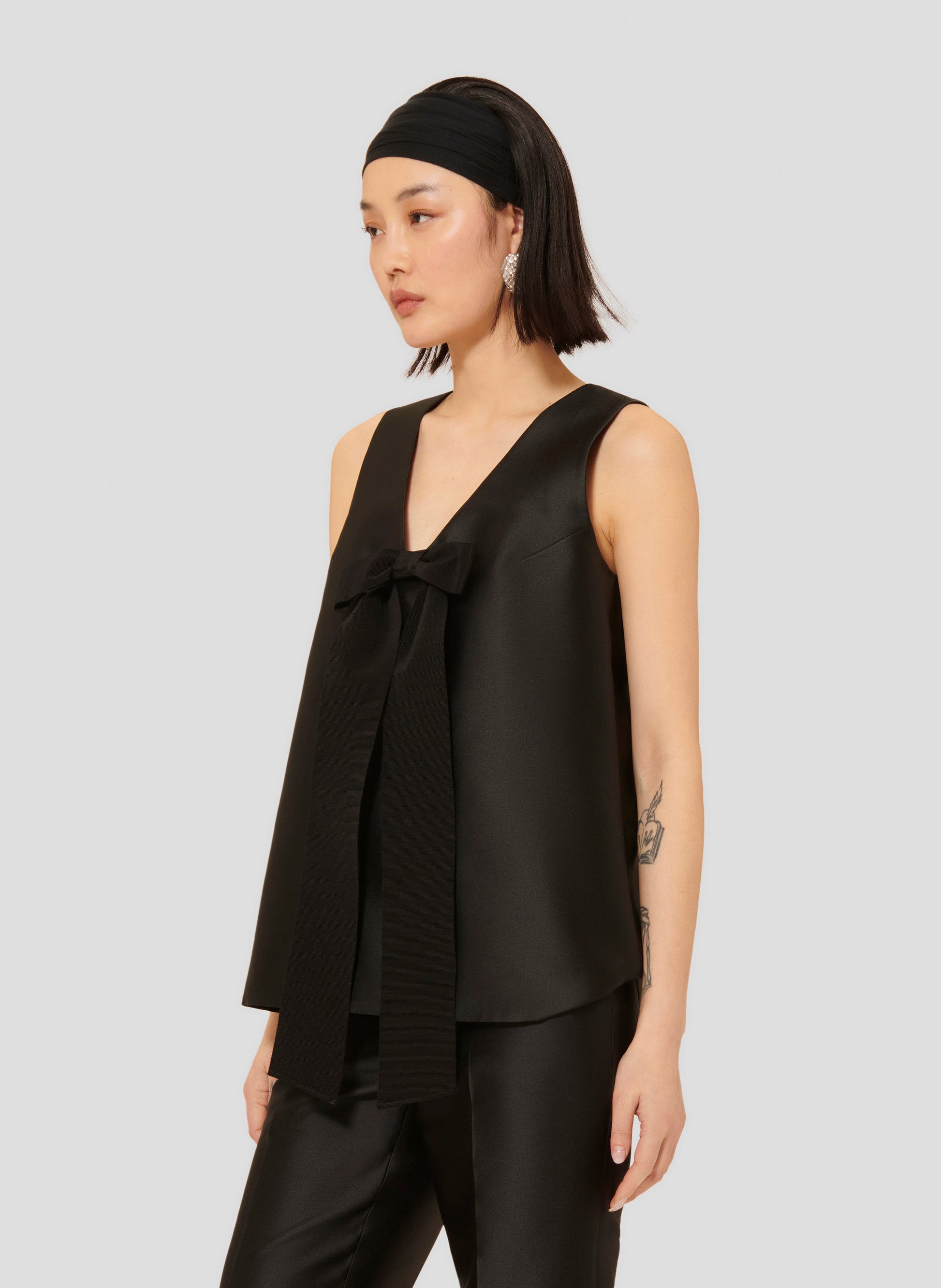 Topaze Black Satin Top by Tara Jarmon Lebanon