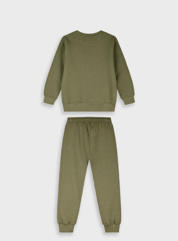 Cotton Blend Boy Tracksuit - Khaki