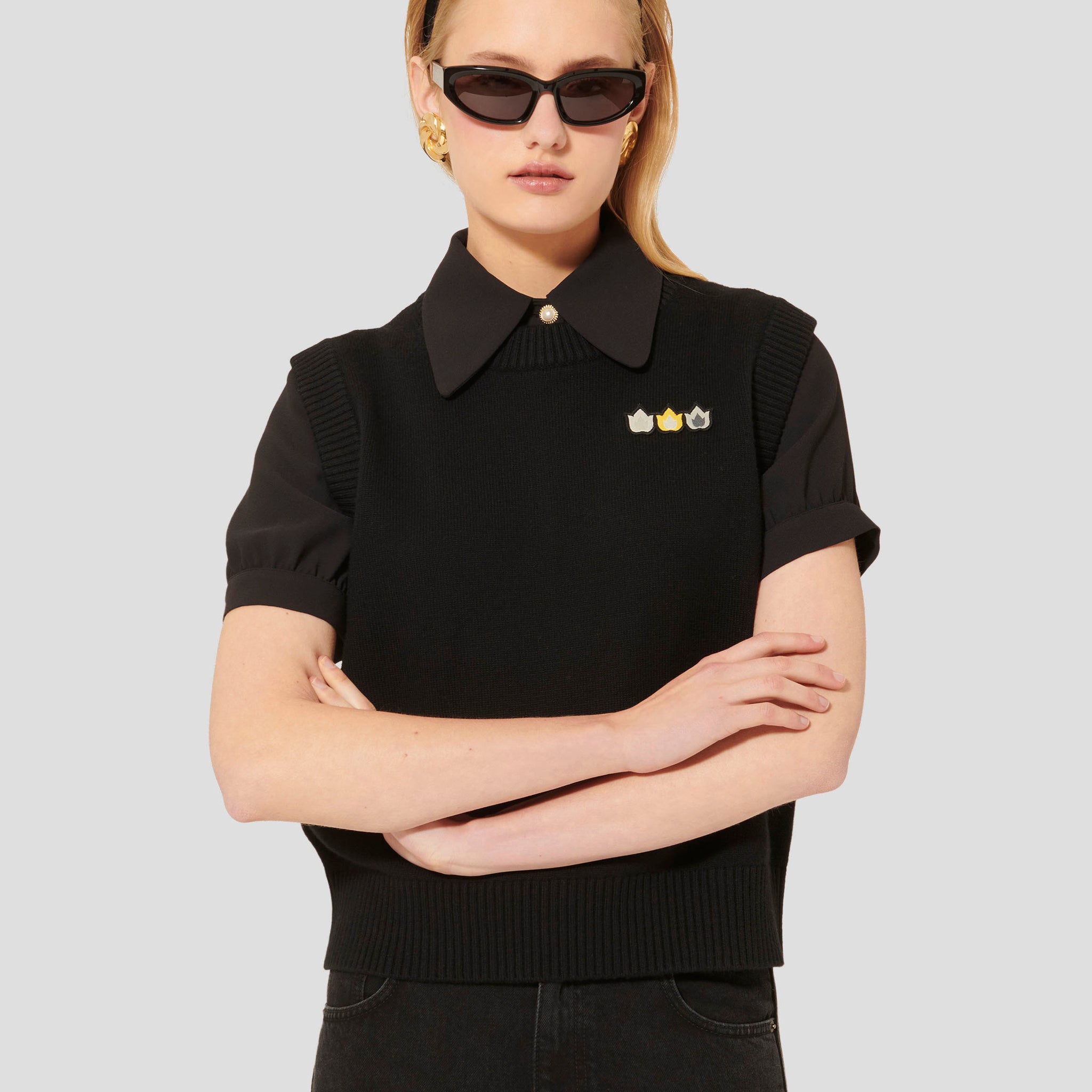 Pimprenelle black sweater in wool and cotton by Tara Jarmon Lebanon